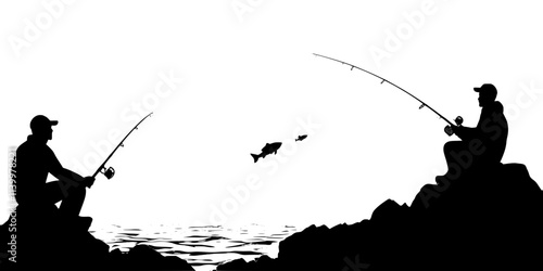 Using trolling techniques to cover vast sea areas while fishing, Vectorized Art