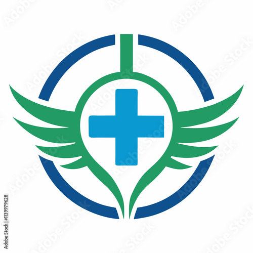 Modern Medical and Healthcare Logo Icons with Wings and Cross Symbols