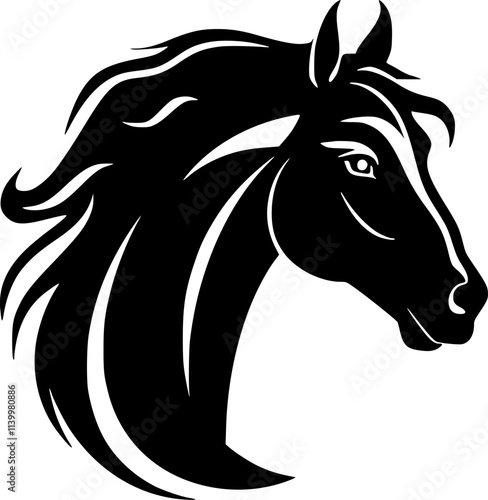 Horse | Black and White Vector illustration