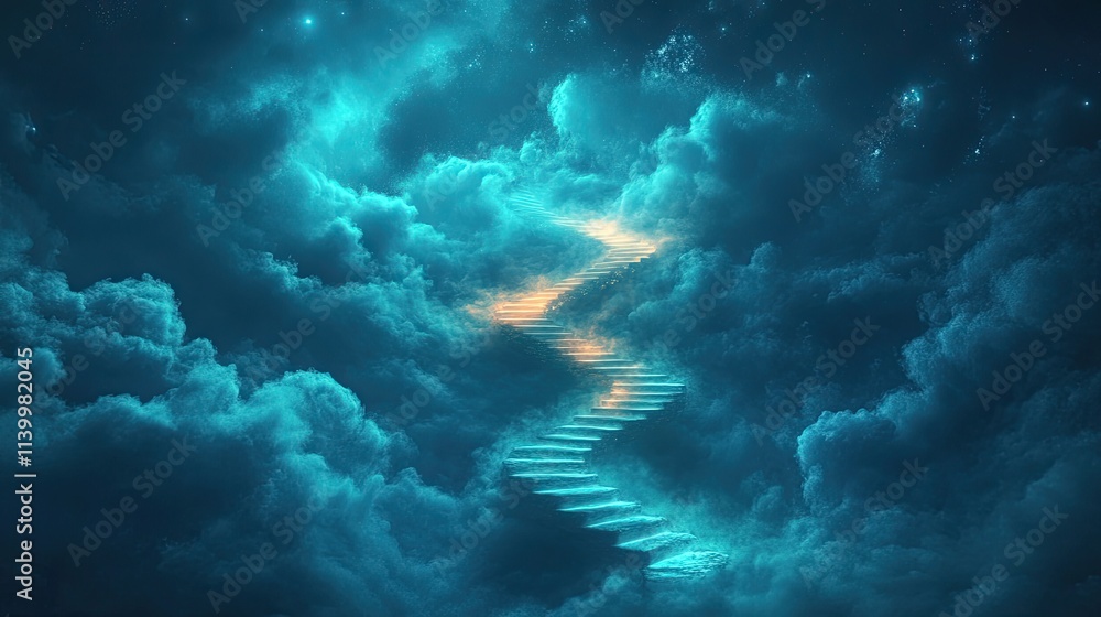 Fototapeta premium Celestial Stairway Ascending Through Enchanting Clouds