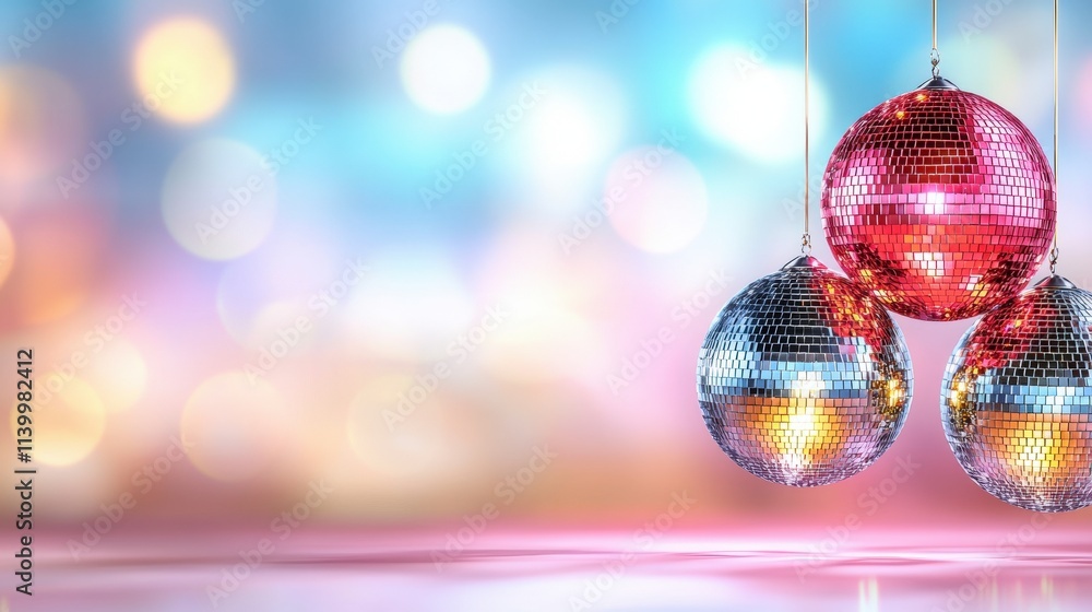 Fototapeta premium Glittering Disco Balls Party Background Festive Decor