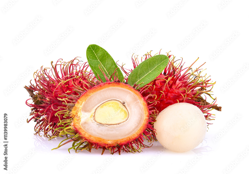 Fresh rambutan sweet delicious fruit isolated on white background Fresh rambutan sweet delicious fruit isolated on white background