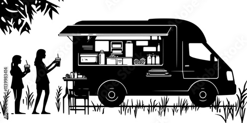 Family member preparing snacks and drinks for a road trip, Vectorized Art