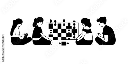 Gamers focusing on aligning shapes and patterns to unlock new stages in the puzzle game, Vectorized Art