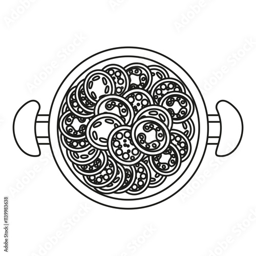 Isolated black and white ratatouille on a white background hand drawn