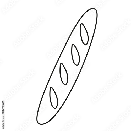 Isolated outline baguette on a white background