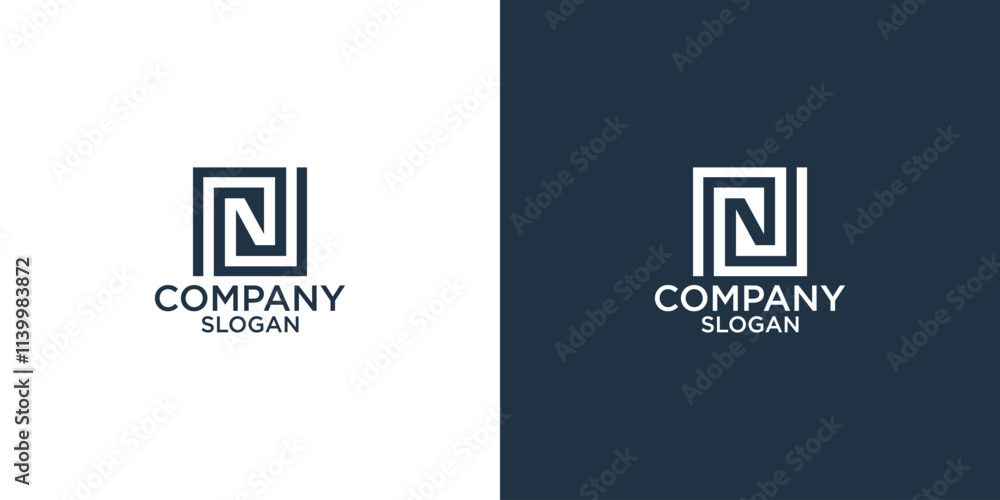 initial n abstract monogram logo design vector