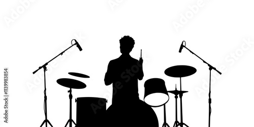 Individual adjusting microphone placements for optimal recording of drums, Vectorized Art