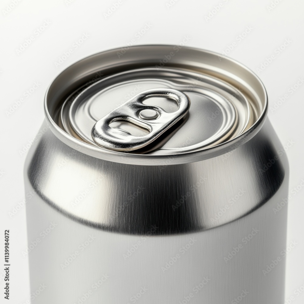 Close-up view of an unopened aluminum beverage can showcasing the pull tab mechanism Close-up view of an unopened aluminum beverage can showcasing the pull tab mechanism