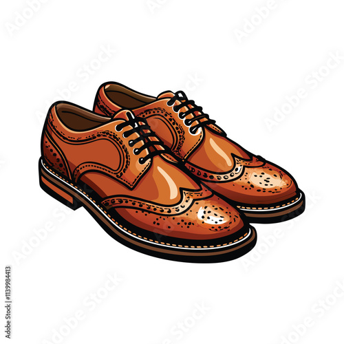 High-resolution image of classic men's leather Oxford shoes showcasing intricate brogue detailing, stitching, and polished finish.