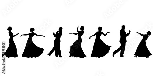 Participants practicing their routines while preparing for a ballroom event, Vectorized Art