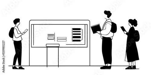 Person purchasing a single entry museum ticket while on vacation, Vectorized Art