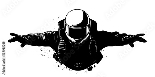 Person putting on a jumpsuit before participating in a skydiving event, Vectorized Art