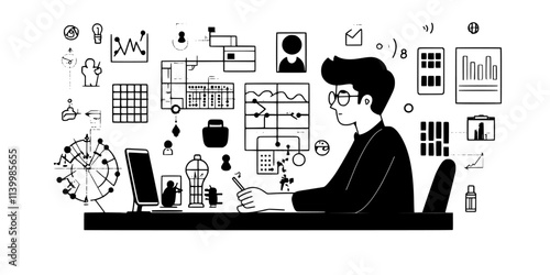 Players moving pieces on a board, planning long-term strategies, Vectorized Art