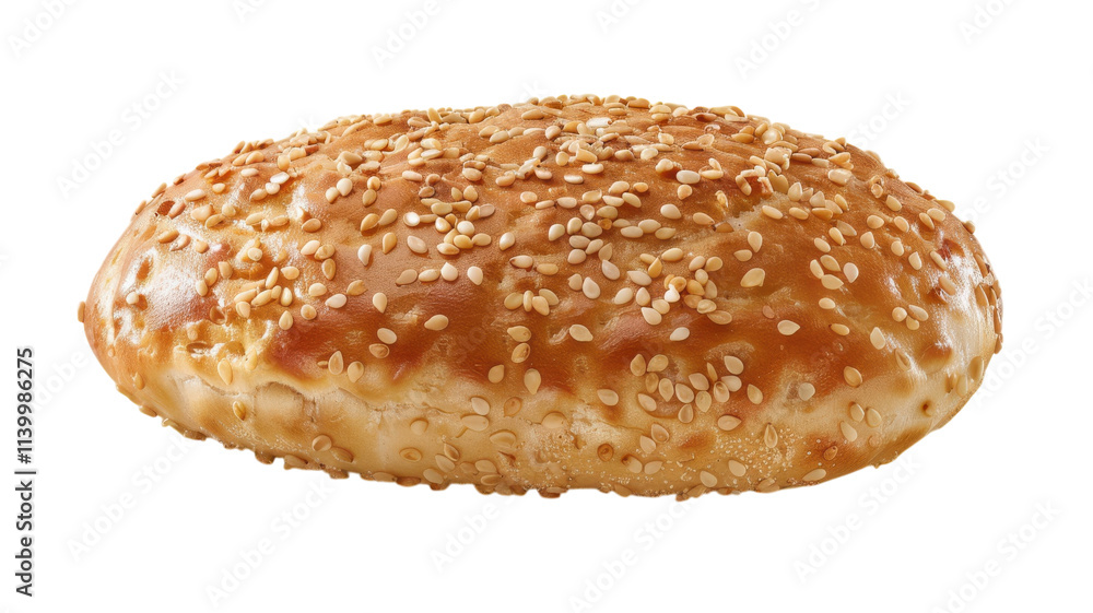 Freshly baked sesame bread roll on a vibrant background ready to be enjoyed with meals or snacks Freshly baked sesame bread roll on a vibrant background ready to be enjoyed with meals or snacks