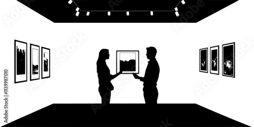 Two individuals negotiating the price of a vintage pendant in a well-lit shop, Vectorized Art