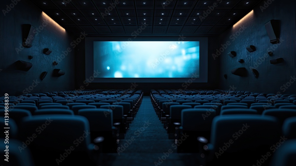 Empty Movie Theater Seats Facing Large Screen Empty Movie Theater Seats Facing Large Screen