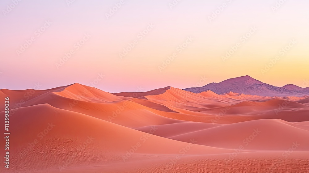 Naklejka premium Desert Sandscape Under a Pastel Sky at Dawn