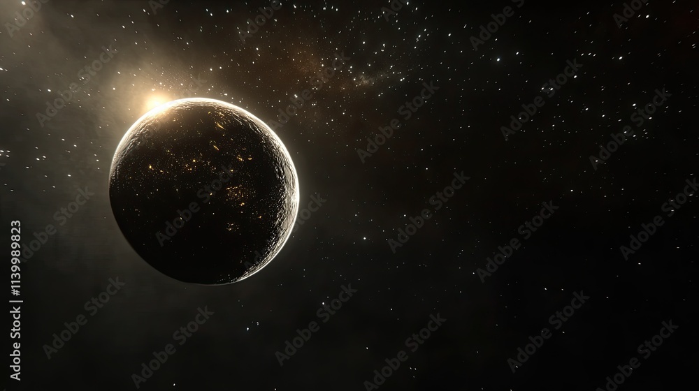 Fototapeta premium A Dark Planet Illuminated By A Distant Sun
