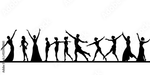 A choreographer directing dancers while shaping their performance in a studio, Illustration