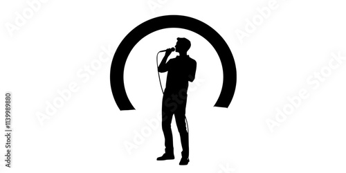 A coach demonstrating proper posture and breath control for singers, Illustration