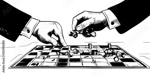 Collector handling a rare board game carefully to prevent damage, Illustration