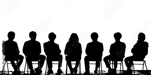 Performers brainstorming ideas during a rehearsal for an improv show, Illustration