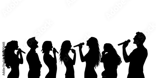 Group of singers participating in a vocal techniques workshop, Illustration