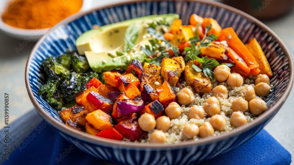 Colorful Buddha Bowl with Quinoa and Roasted Vegetables Colorful Buddha Bowl with Quinoa and Roasted Vegetables