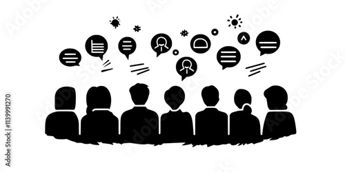 A person attending a language immersion class with a group of people, Illustration