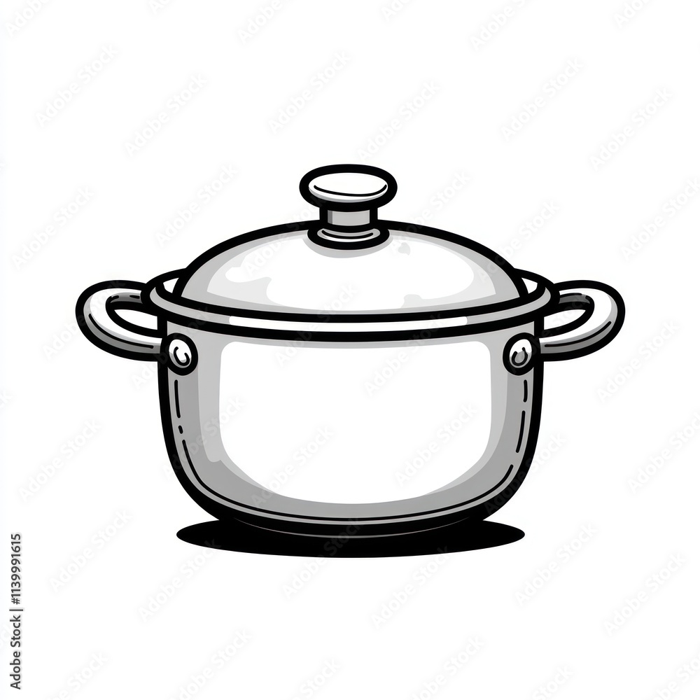 Stainless steel cooking pot with lid and handles, isolated on white background. Stainless steel cooking pot with lid and handles, isolated on white background.