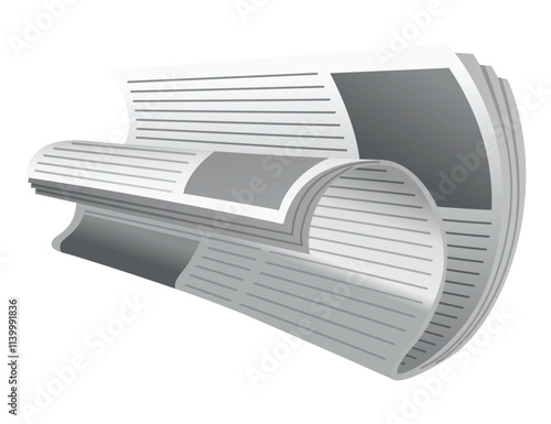 Folded newspaper. Modern news publication. Newspaper icon. Periodical printing product, daily news and sport, food and medicine, business information, latest press