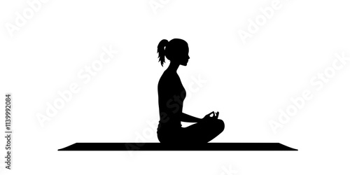 Person practicing bound angle pose, feet pressed together on mat, Illustration