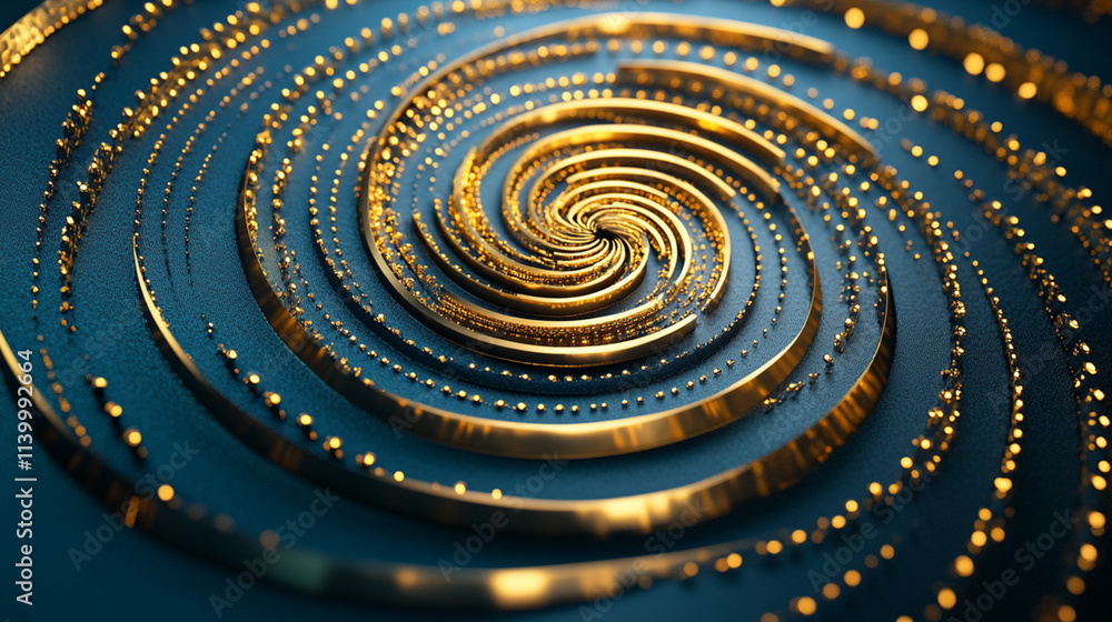 Abstract Golden Spiral Design with Shimmering Elements and Depths Abstract Golden Spiral Design with Shimmering Elements and Depths