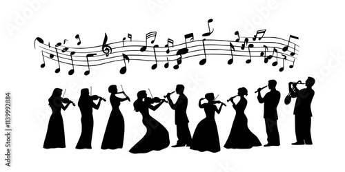 Small ensemble performing a medley during a competition, Illustration