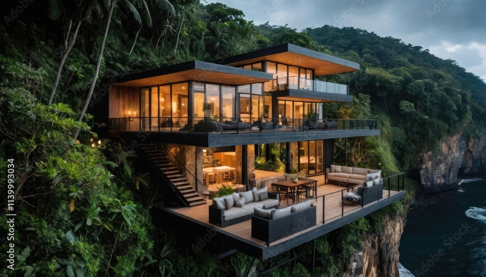 A beautiful wooden house with black metal accents A beautiful wooden house with black metal accents