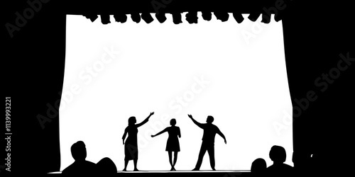 Actors exploring different scenarios while improvising in a practice session, Illustration