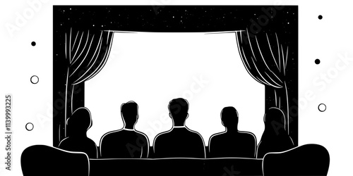 Actors creating unique characters during an improv game in a theater, Illustration