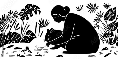Individual trimming a guinea pig's nails using proper tools for safe grooming habits, Illustration