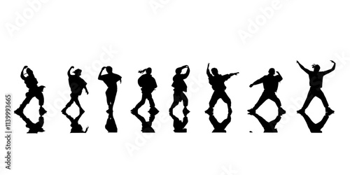 Dancers creating a formation while performing a hip hop routine in a competition, Illustration