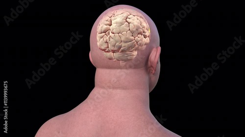 Frontal gyri of human brain, animation photo