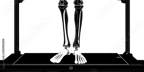 A 3D printer fabricating a customized knee joint for use in a prosthetic leg, Illustration