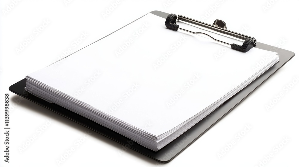 Neatly Organized Paper Stack on Bright Background Neatly Organized Paper Stack on Bright Background