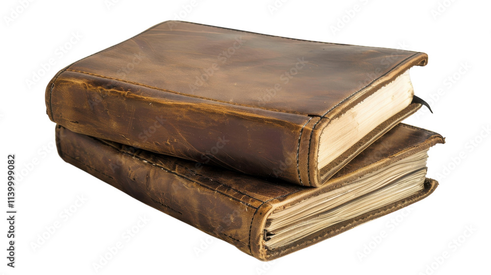 Leather-bound books resting on a vibrant yellow background evoke a sense of nostalgia and timeless wisdom Leather-bound books resting on a vibrant yellow background evoke a sense of nostalgia and timeless wisdom