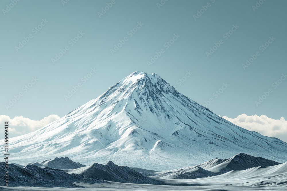 Majestic snow-capped mountain peak under a serene, clear sky. Majestic snow-capped mountain peak under a serene, clear sky.