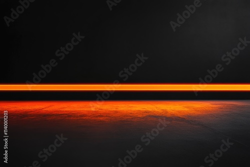 Wallpaper Mural A horizontal orange neon light illuminates a dark, textured floor, creating a dramatic, minimalist scene. Torontodigital.ca