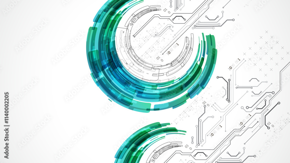 Obraz premium Abstract background. Scientific and technological concept with the use of technical elements formed in the shape of a circle. Vector