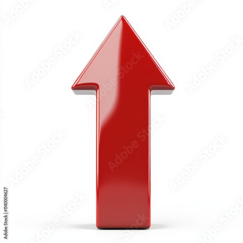 Red arrow pointing upward on a white background signifying growth and progress