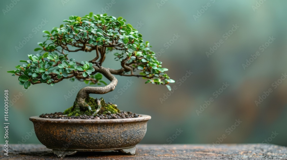 A beautifully shaped bonsai tree in a rustic pot, showcasing nature's artistry. A beautifully shaped bonsai tree in a rustic pot, showcasing nature's artistry.