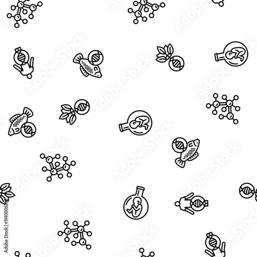 genetic engineering crispr genome vector seamless pattern thin line illustration